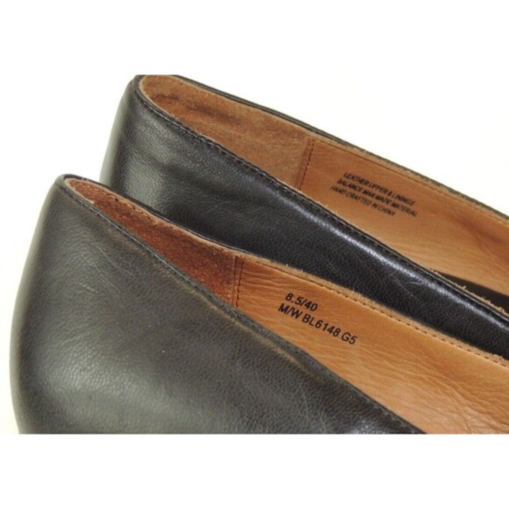 Bolo Leather Loafer Pumps Womens 8.5 Black Heeled Almond Toe Officecore Classic - Picture 5 of 6